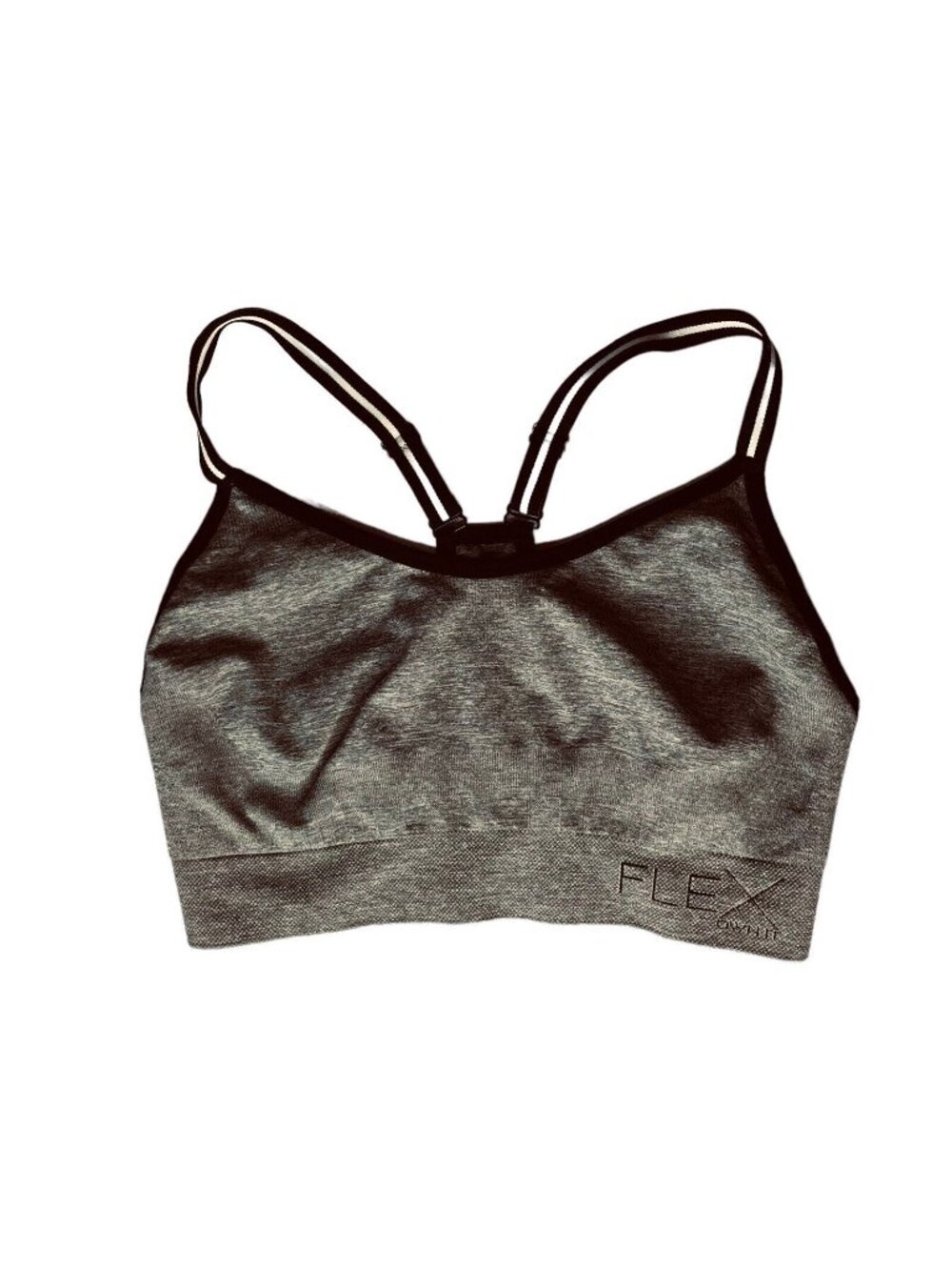 Flex Sports Bra Large Gray Padded Gym Activewear Workout